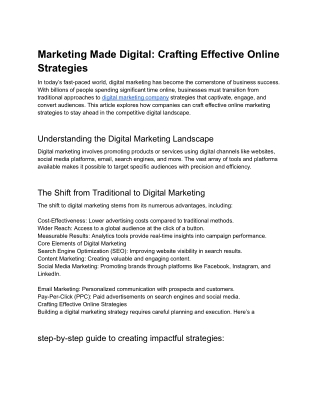 Marketing Made Digital_ Crafting Effective Online Strategies