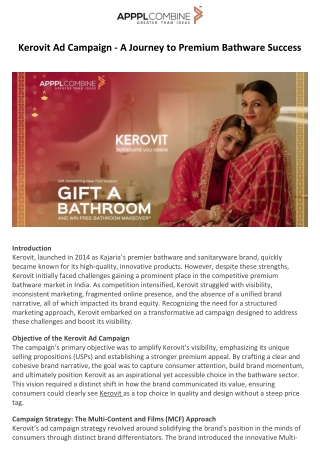 Kerovit Ad Campaign - A Journey to Premium Bathware Success