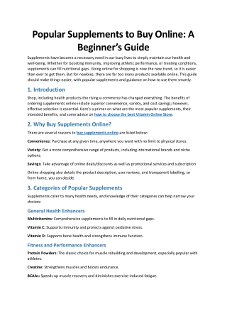 Popular Supplements to Buy Online A Beginner’s Guide