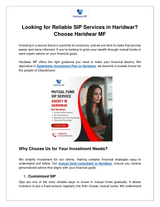 Looking for Reliable SIP Services in Haridwar? Choose Haridwar MF