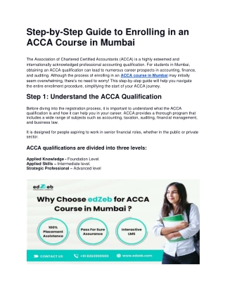Step-by-Step Guide to Enrolling in an ACCA Course in Mumbai | edZeb