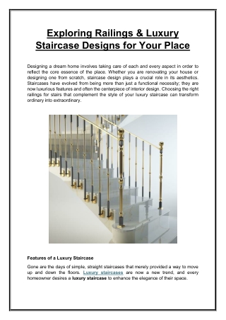 Exploring Railings & Luxury Staircase Designs for Your Place