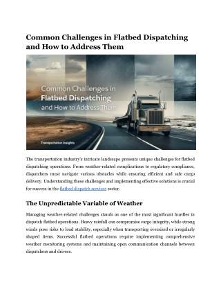 Common Challenges in Flatbed Dispatching and How to Address Them