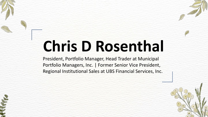 chris d rosenthal president portfolio manager