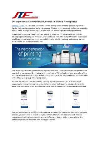 Desktop Copiers: A Convenient Solution for Small-Scale Printing Needs