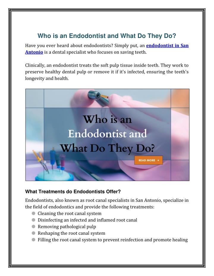 who is an endodontist and what do they do