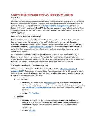 custom salesforce development usa tailored