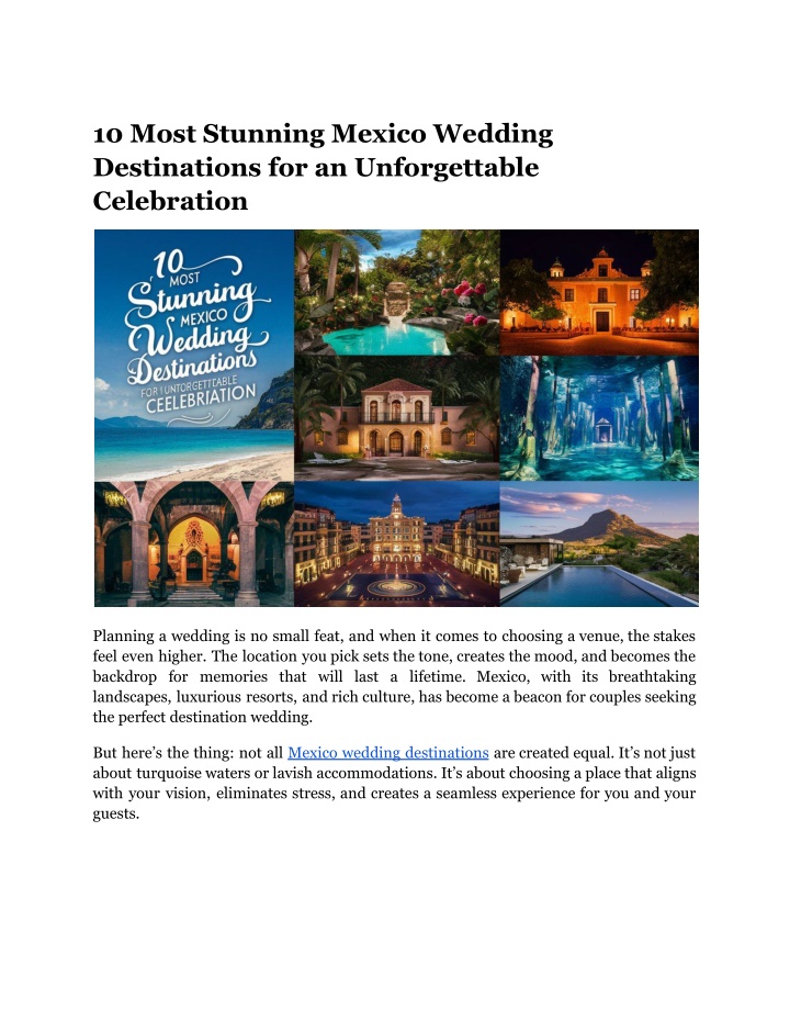 10 most stunning mexico wedding destinations