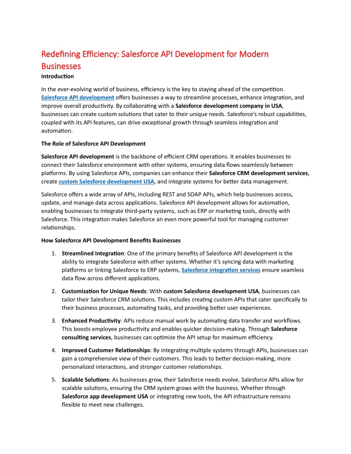 redefining efficiency salesforce api development