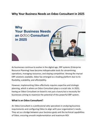 Why Your Business Needs an Odoo Consultant in 2025