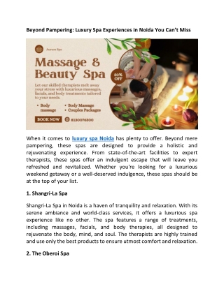 Beyond Pampering Luxury Spa Experiences in Noida You Can’t Miss