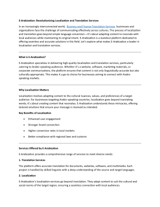 Business and Finance Translation Services