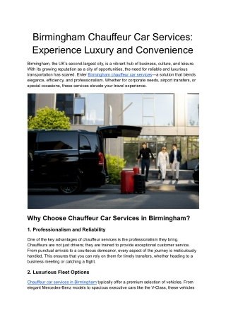 Birmingham Chauffeur Car Services_ Experience Luxury and Convenience