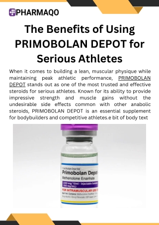 the benefits of using primobolan depot