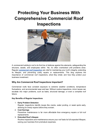 Protecting Your Business With Comprehensive Commercial Roof Inspections