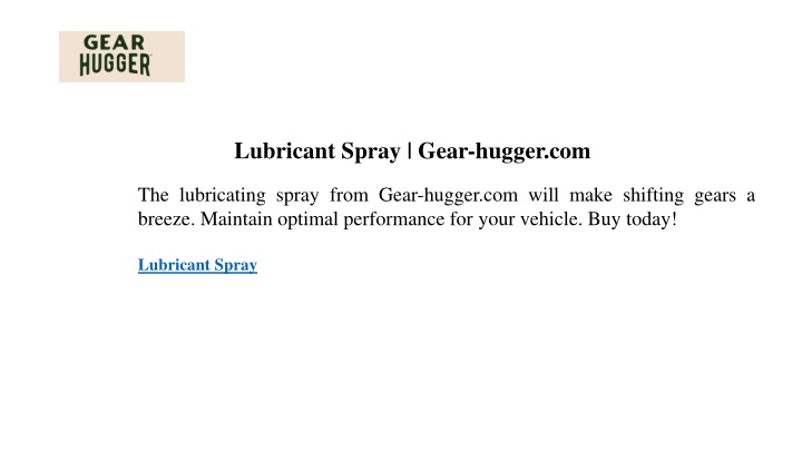 lubricant spray gear hugger com