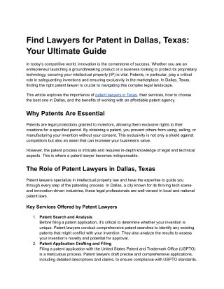 find lawyers for patent in dallas texas your