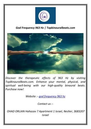 God Frequency 963 Hz  Topbinauralbeats.com