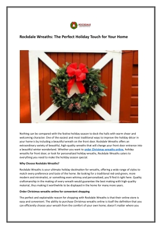 Rockdale Wreaths: The Perfect Holiday Touch for Your Home