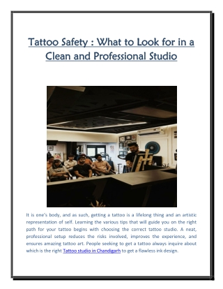 Tattoo Safety: What to Look for in a Clean and Professional Studio