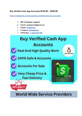 Buy Verified Cash App Accounts: 100% BTC Enable Accounts...