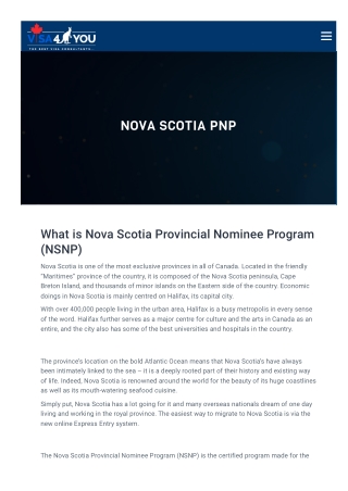 Canada Nova Scotia Nominee Program