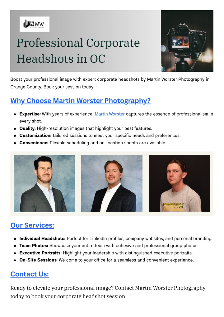 professional corporate headshots in oc