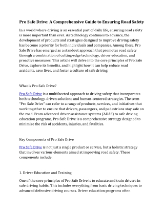 pro safe drive a comprehensive guide to ensuring