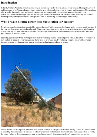 Buyer Poles and personal Energy Pole Replacement: Vital Details for Perth Citize