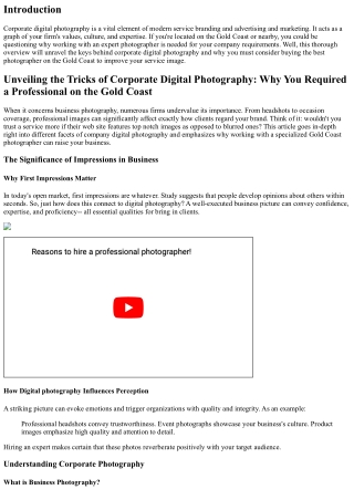 Introducing the Keys of Business Digital Photography: Why You Need an Expert on