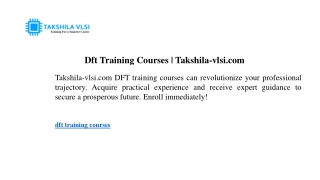 dft training courses takshila vlsi com