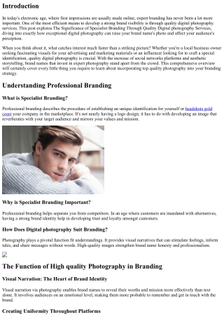 The Importance of Expert Branding With High Quality Photography Solutions