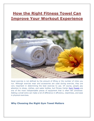 How the Right Fitness Towel Can Improve Your Workout Experience