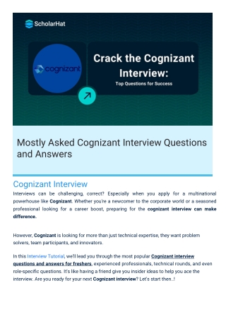 Cognizant Interview Questions By ScholarHat