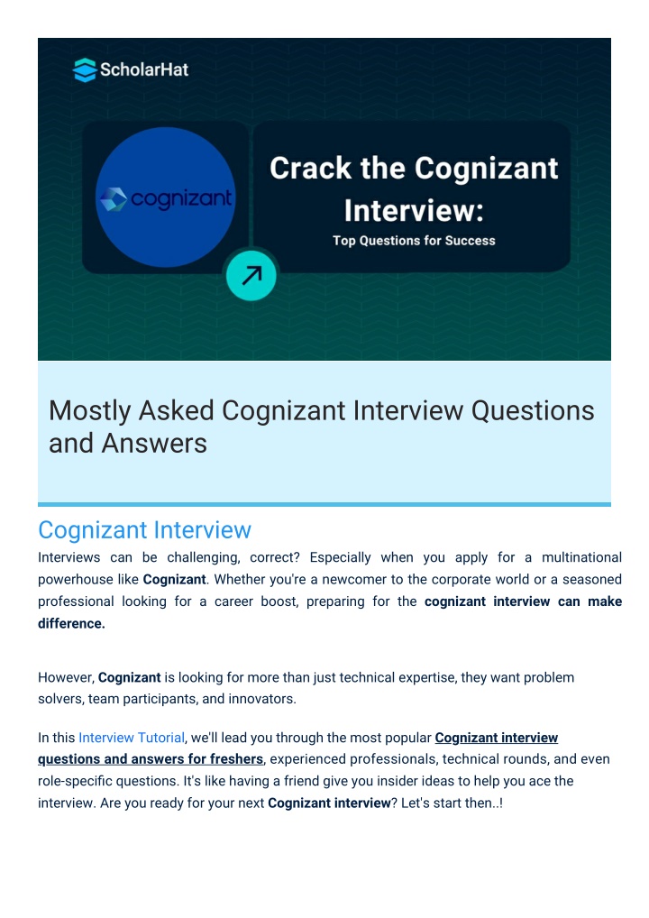 mostly asked cognizant interview questions