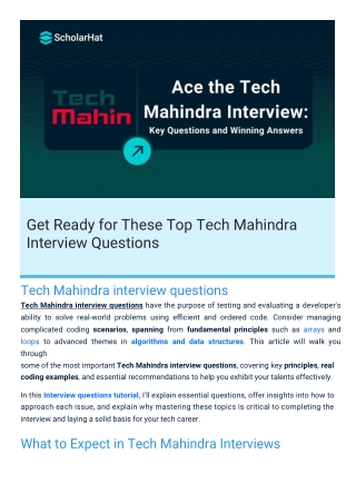 Tech Mahindra Interview Questions By ScholarHat