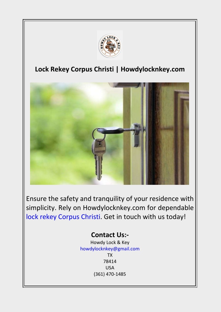 lock rekey corpus christi howdylocknkey com