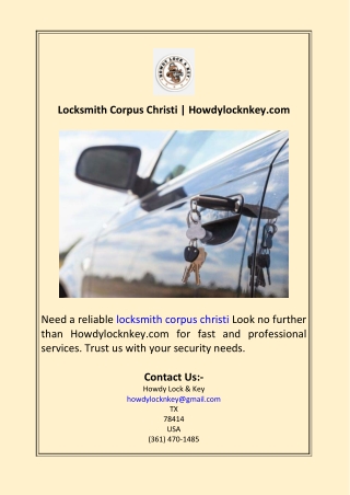 Locksmith Corpus Christi  Howdylocknkey.com