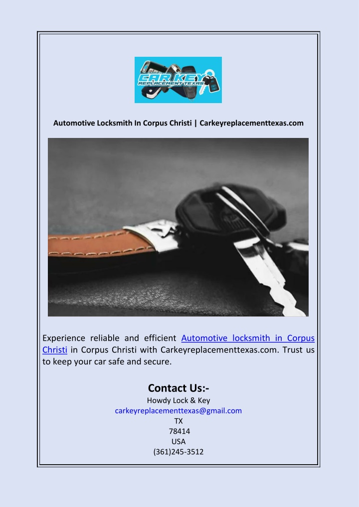 automotive locksmith in corpus christi