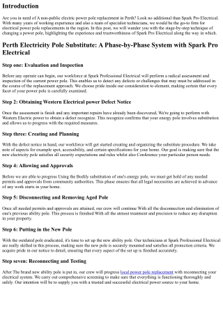 Perth Ability Pole Substitution: A Action-by-Stage Process with Spark Profession