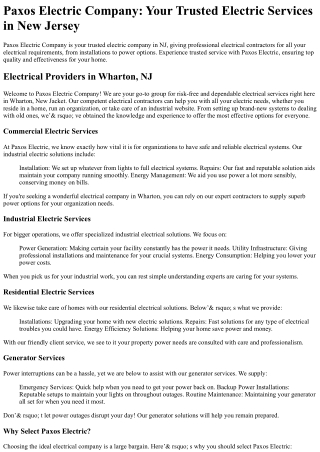 paxos electric company your trusted electric
