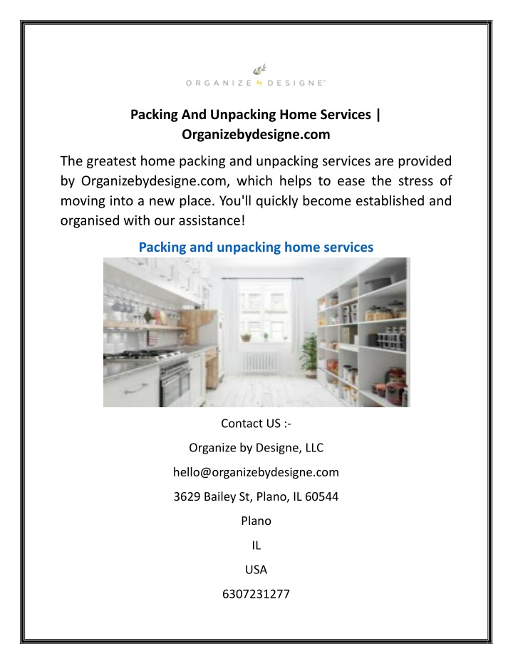 packing and unpacking home services