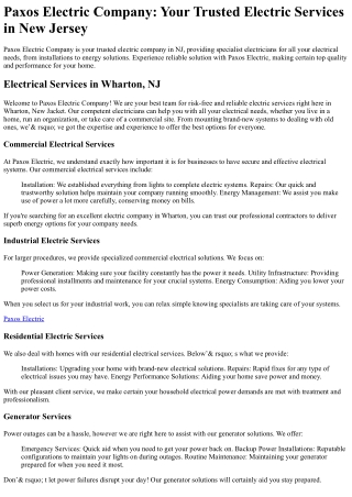 paxos electric company your trusted electric