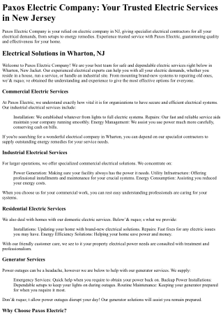 paxos electric company your trusted electric