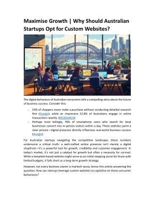 Maximise Growth | Why Should Australian Startups Opt for Custom Websites