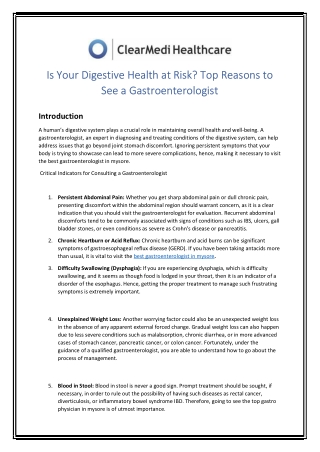 Is Your Digestive Health at Risk Top Reasons to See a Gastroenterologist