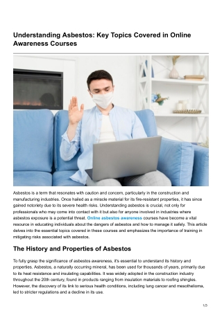 Understanding Asbestos Key Topics Covered in Online Awareness Courses