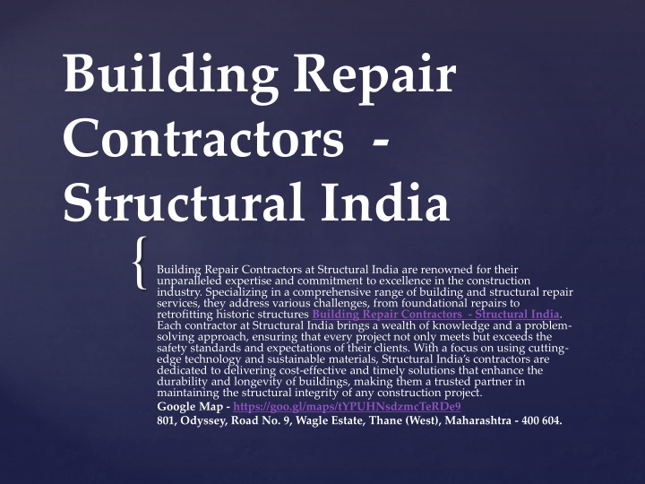 building repair contractors structural india