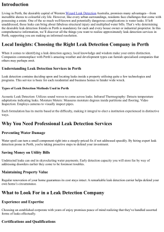 Local Insights: Choosing the Right Leak Detection Company in Perth