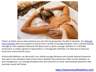 Bronxville Wellness: Perfect Spa & Deep Tissue Massage Gift Certificate.PPTX